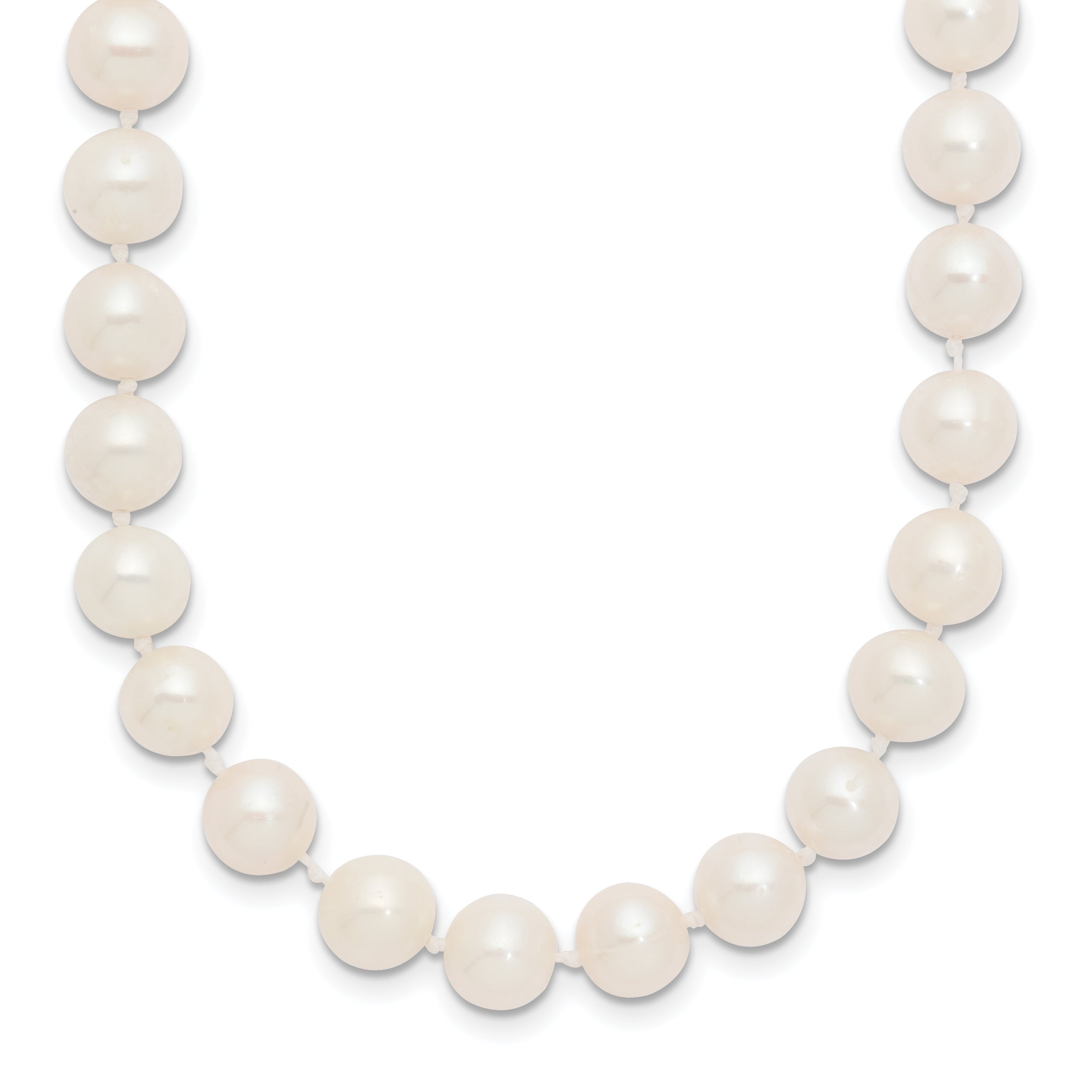 10K Yellow Gold 7-8mm White Near-Round Freshwater Cultured Pearl 20 Inch Necklace