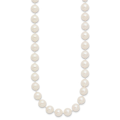 10K Yellow Gold 8-9mm White Near Round Freshwater Cultured Pearl 18Inch Necklace