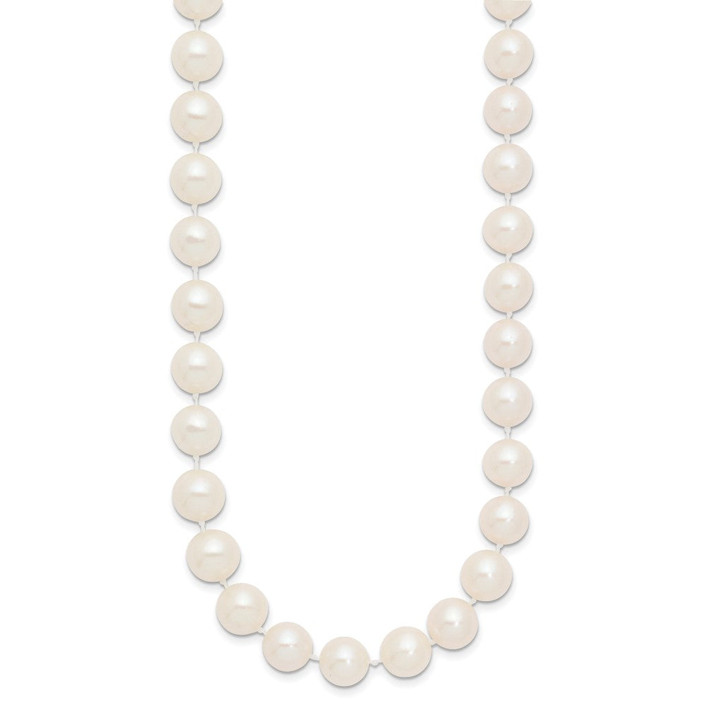 14K Yellow Gold 9 10mm White Near Round Freshwater Cultured Pearl 18 Inch Necklace