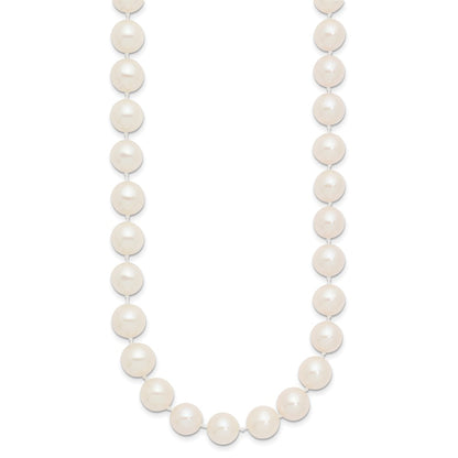 14K Yellow Gold 9 10mm White Near Round Freshwater Cultured Pearl 18 Inch Necklace