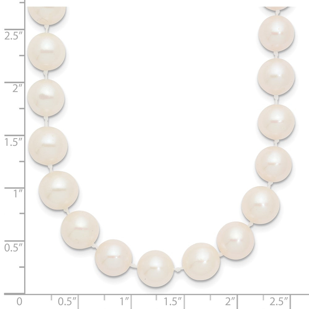 14K Yellow Gold 9 10mm White Near Round Freshwater Cultured Pearl 18 Inch Necklace