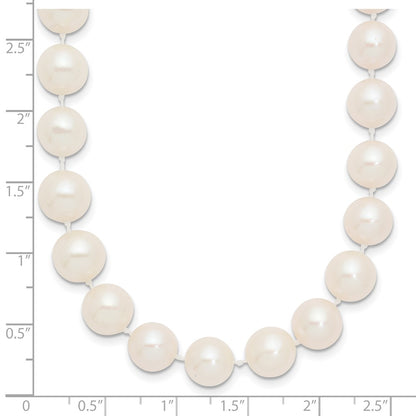 14K Yellow Gold 9 10mm White Near Round Freshwater Cultured Pearl 18 Inch Necklace