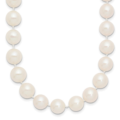 14K Yellow Gold 9 10mm White Near Round Freshwater Cultured Pearl 18 Inch Necklace