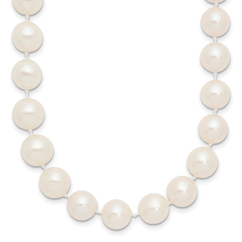 14K Yellow Gold 9 10mm White Near Round Freshwater Cultured Pearl 18 Inch Necklace