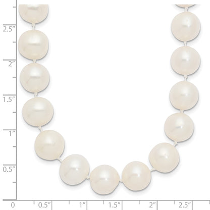 14K Yellow Gold 10 11mm White Near Round Freshwater Cultured Pearl 16 Inch Necklace