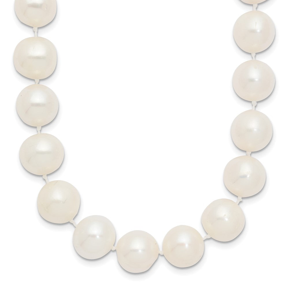 14K Yellow Gold 10 11mm White Near Round Freshwater Cultured Pearl 16 Inch Necklace
