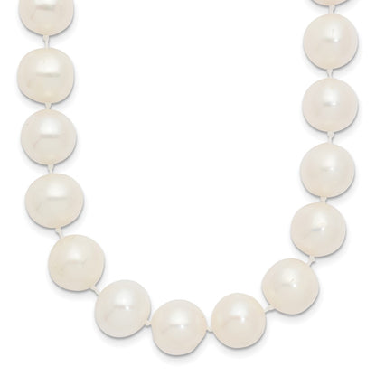14K Yellow Gold 10 11mm White Near Round Freshwater Cultured Pearl 16 Inch Necklace