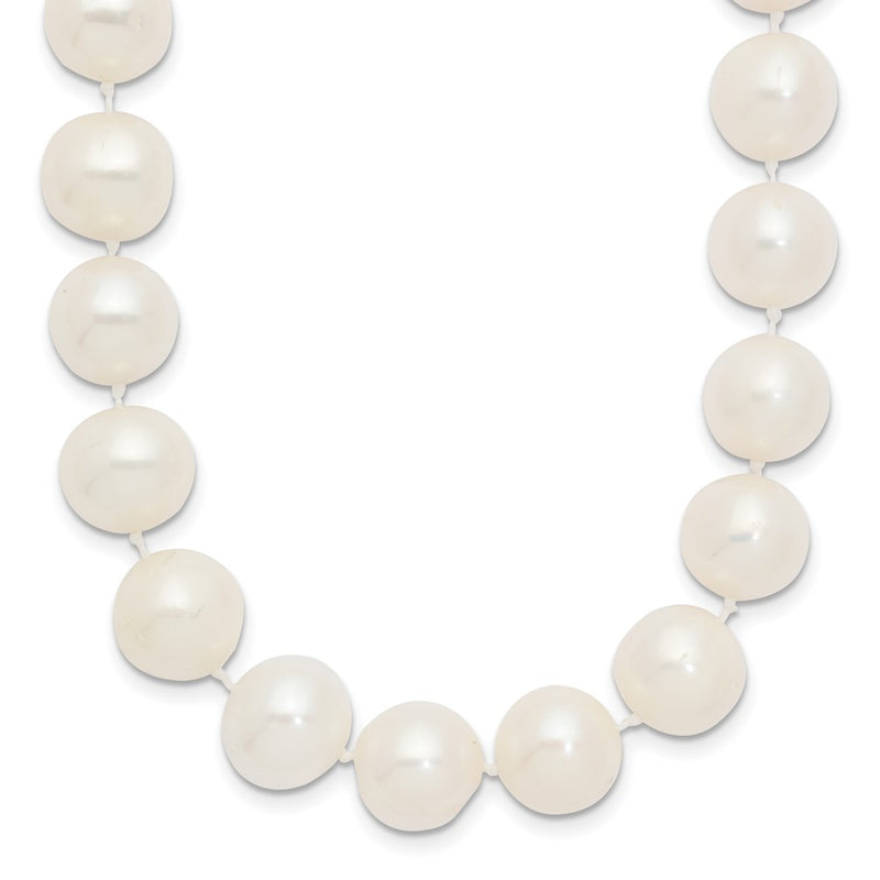 14K Yellow Gold 10 11mm White Near Round Freshwater Cultured Pearl 16 Inch Necklace