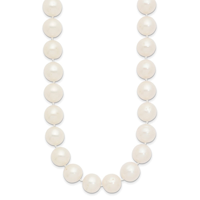14K Yellow Gold 11 12mm White Near Round Freshwater Cultured Pearl 24 Inch Necklace
