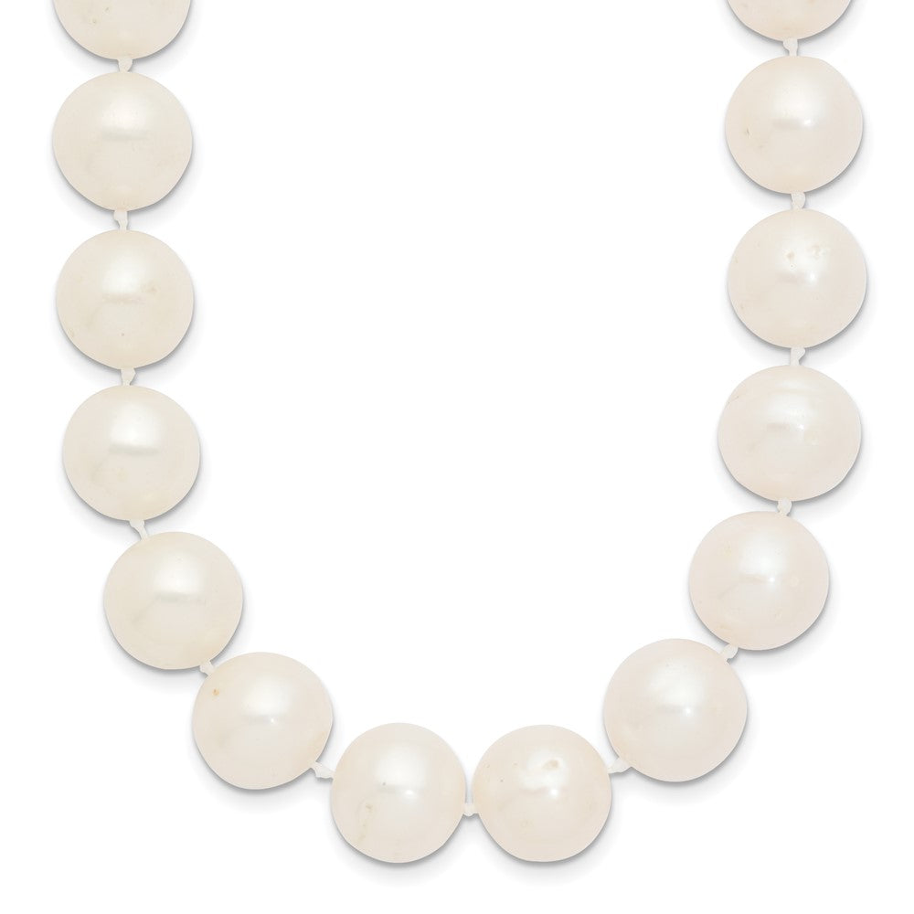 14K Yellow Gold 11 12mm White Near Round Freshwater Cultured Pearl 24 Inch Necklace