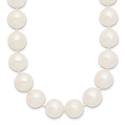 14K Yellow Gold 11 12mm White Near Round Freshwater Cultured Pearl 24 Inch Necklace