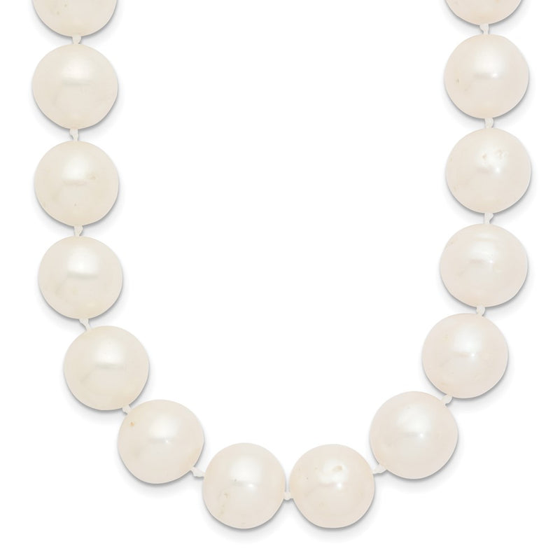 14K Yellow Gold 11 12mm White Near Round Freshwater Cultured Pearl 24 Inch Necklace