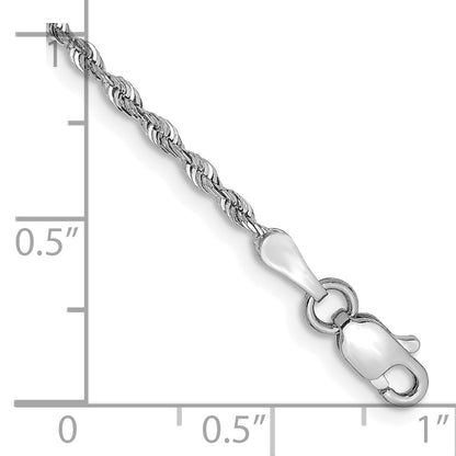 14K White Gold 7 Inch 1.85mm Diamond Cut Quadruple Rope Lobster Clasp Chain