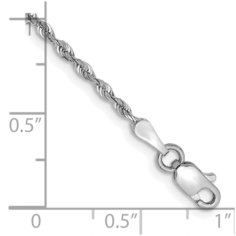 14K White Gold 8 Inch 1.85mm Diamond Cut Quadruple Rope Lobster Clasp Chain Bracelet