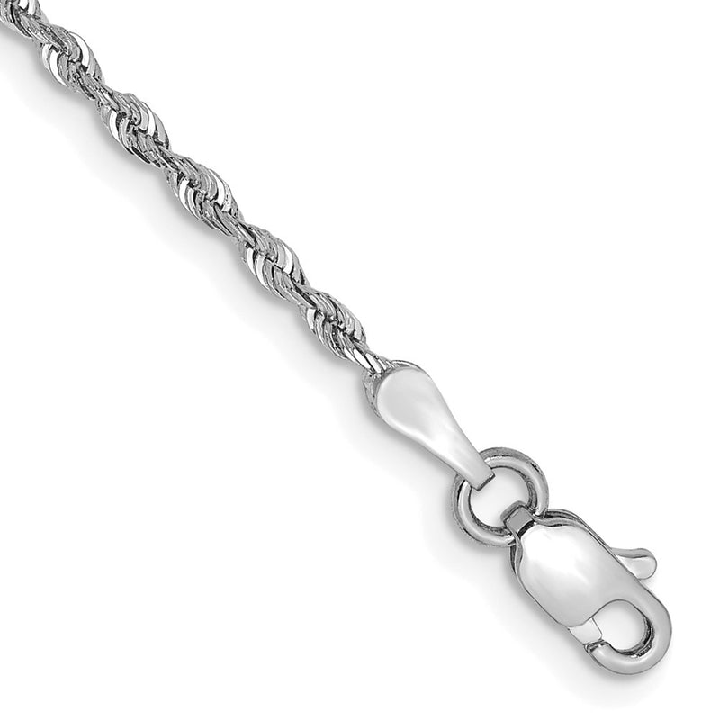 14K White Gold 8 Inch 1.85mm Diamond Cut Quadruple Rope Lobster Clasp Chain Bracelet