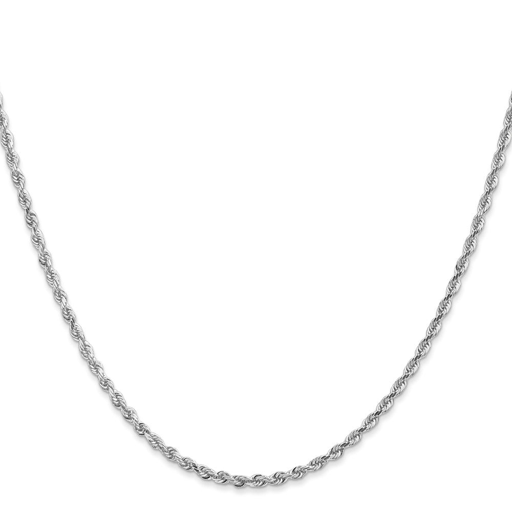 14K White Gold 2.25mm Diamond Cut Quadruple Rope Lobster Clasp Chain Necklace