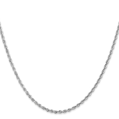 14K White Gold 24 Inch 2.25mm Diamond Cut Quadruple Rope Lobster Clasp Chain Necklace