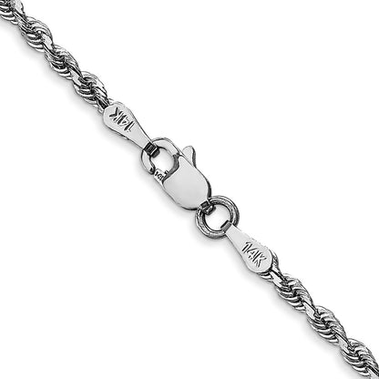 14K White Gold 2.25mm Diamond Cut Quadruple Rope Lobster Clasp Chain Necklace