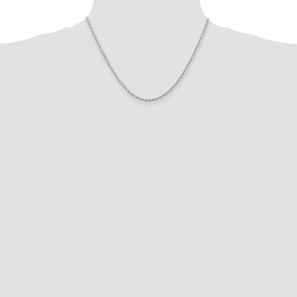 14K White Gold 18 Inch 2.25mm Diamond Cut Quadruple Rope Lobster Clasp Chain Necklace