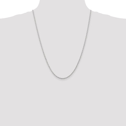14K White Gold 24 Inch 2.25mm Diamond Cut Quadruple Rope Lobster Clasp Chain Necklace