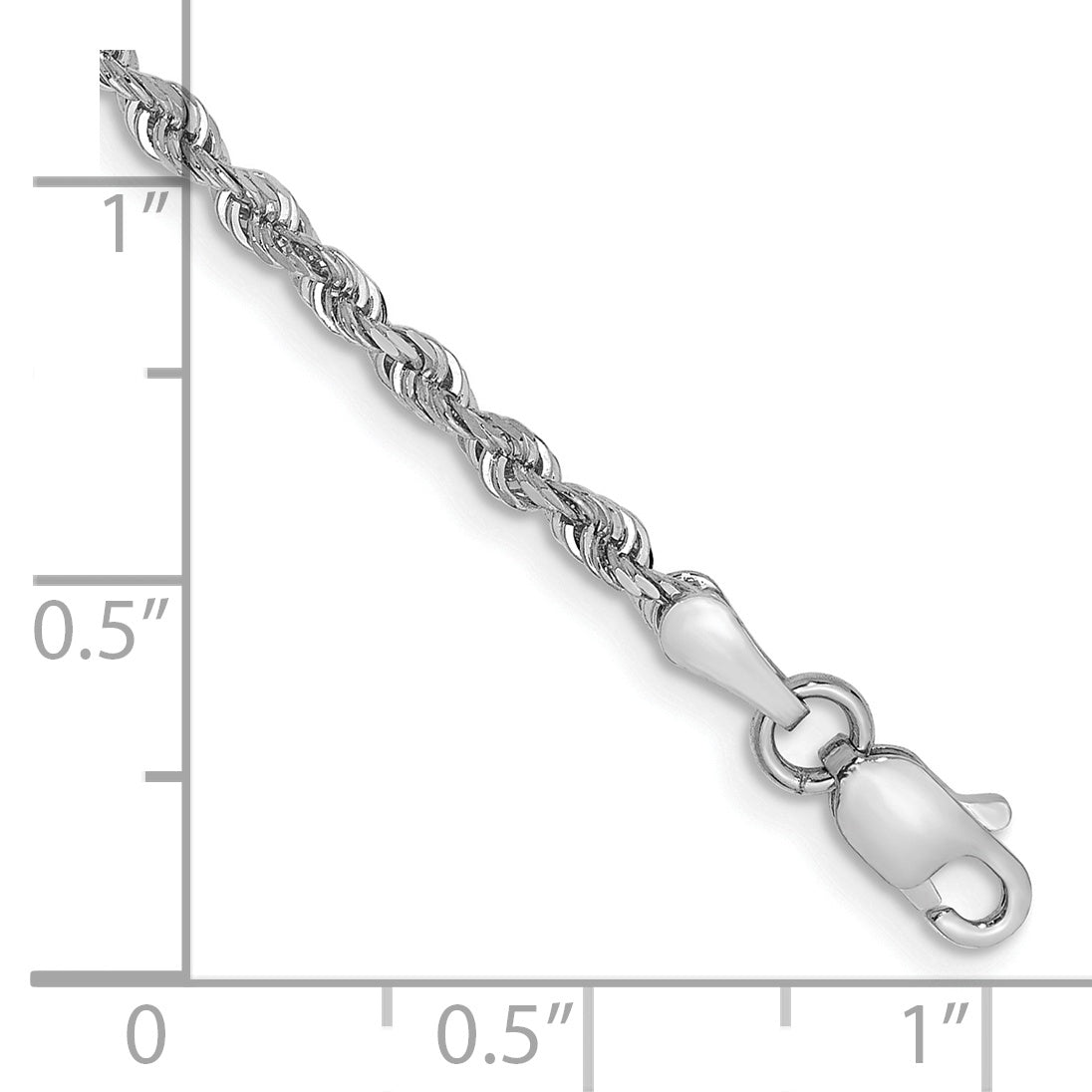 14K White Gold 7 Inch 2.25mm Diamond Cut Quadruple Rope Lobster Clasp Chain