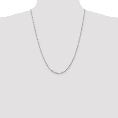 14K White Gold 24 Inch 2.75mm Diamond Cut Quadruple Rope Lobster Clasp Chain Necklace