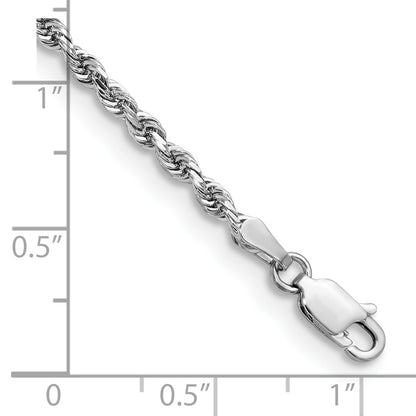 14K White Gold 7 Inch 2.75mm Diamond Cut Quadruple Rope Lobster Clasp Chain
