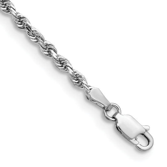 14K White Gold 7 Inch 2.75mm Diamond Cut Quadruple Rope Lobster Clasp Chain