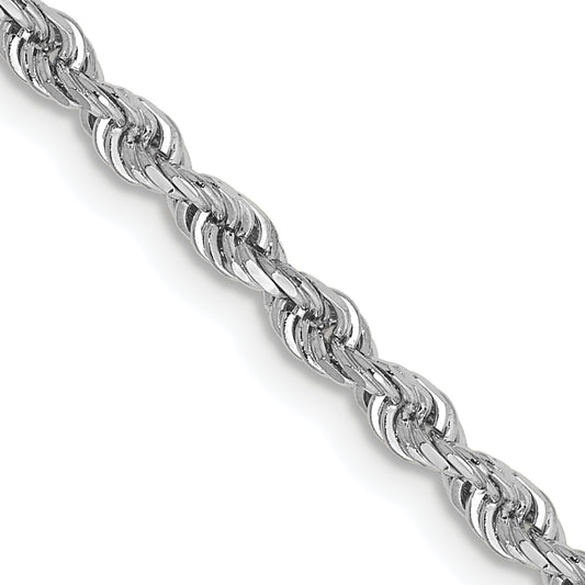 14K White Gold 20 Inch 2.75mm Diamond Cut Quadruple Rope Lobster Clasp Chain