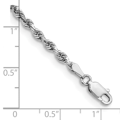 14k White Gold 3.0mm D/C Quadruple Rope Chain Anklet