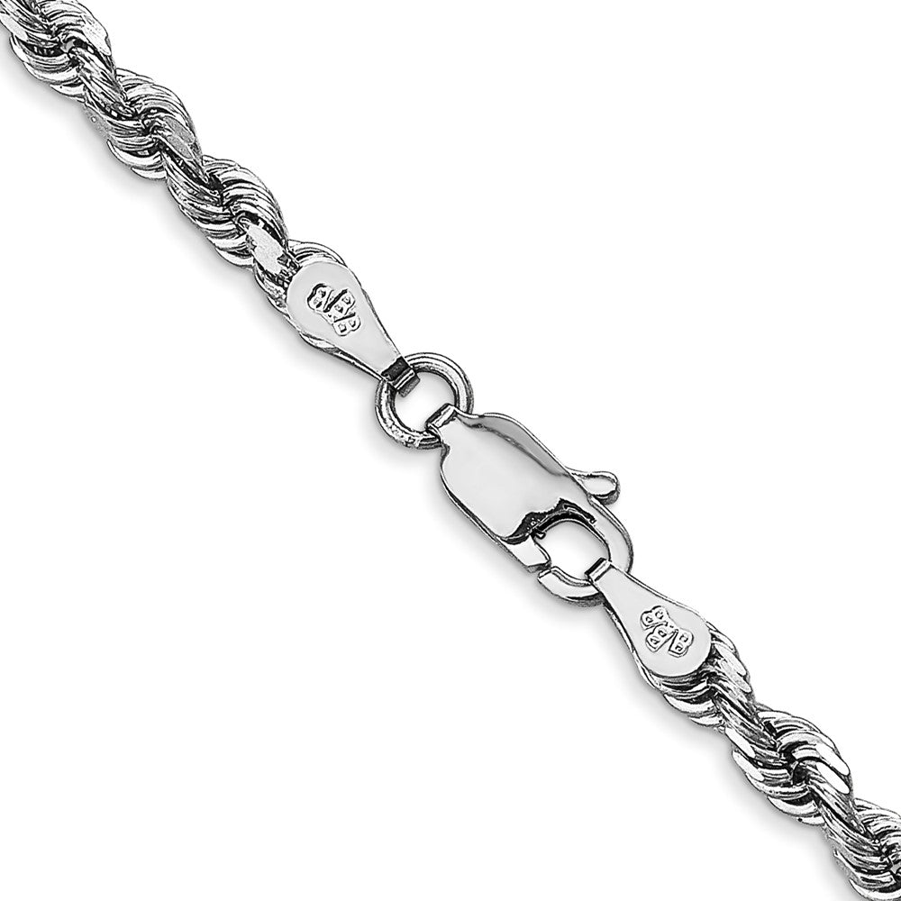 14K White Gold 22 Inch 3.35mm Diamond Cut Quadruple Rope Lobster Clasp Chain Necklace
