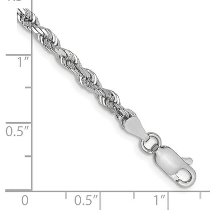 14K White Gold 7 Inch 3.35mm Diamond Cut Quadruple Rope Lobster Clasp Chain