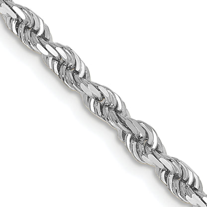 14K White Gold 30 Inch 3.35mm Diamond Cut Quadruple Rope Lobster Clasp Chain Necklace