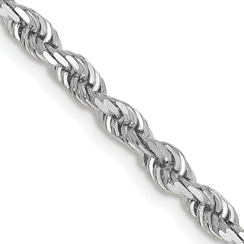 14K White Gold 30 Inch 3.35mm Diamond Cut Quadruple Rope Lobster Clasp Chain Necklace