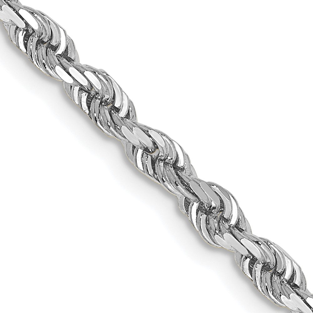 14K White Gold 22 Inch 3.35mm Diamond Cut Quadruple Rope Lobster Clasp Chain Necklace