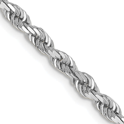 14K White Gold 22 Inch 3.35mm Diamond Cut Quadruple Rope Lobster Clasp Chain Necklace