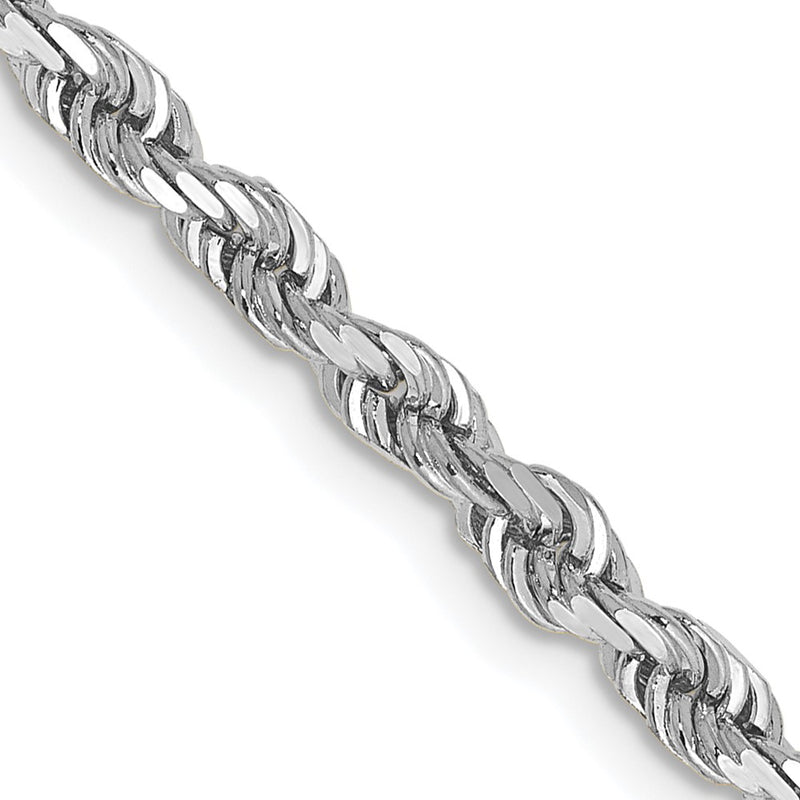 14K White Gold 24 Inch 3.35mm Diamond Cut Quadruple Rope Lobster Clasp Chain Necklace