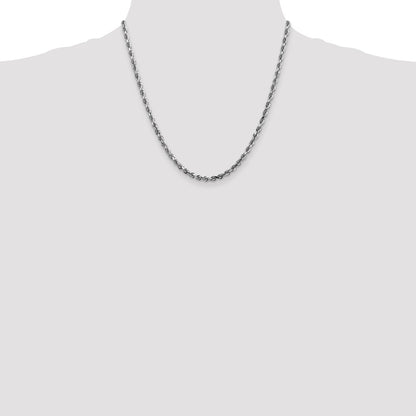 14K White Gold 20 Inch 4mm Diamond Cut Quadruple Rope Lobster Clasp Chain Necklace
