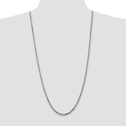14K White Gold 30 Inch 4mm Diamond Cut Quadruple Rope Lobster Clasp Chain Necklace