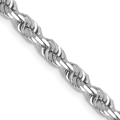 14K White Gold 30 Inch 4mm Diamond Cut Quadruple Rope Lobster Clasp Chain Necklace