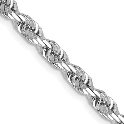 14K White Gold 30 Inch 4mm Diamond Cut Quadruple Rope Lobster Clasp Chain Necklace