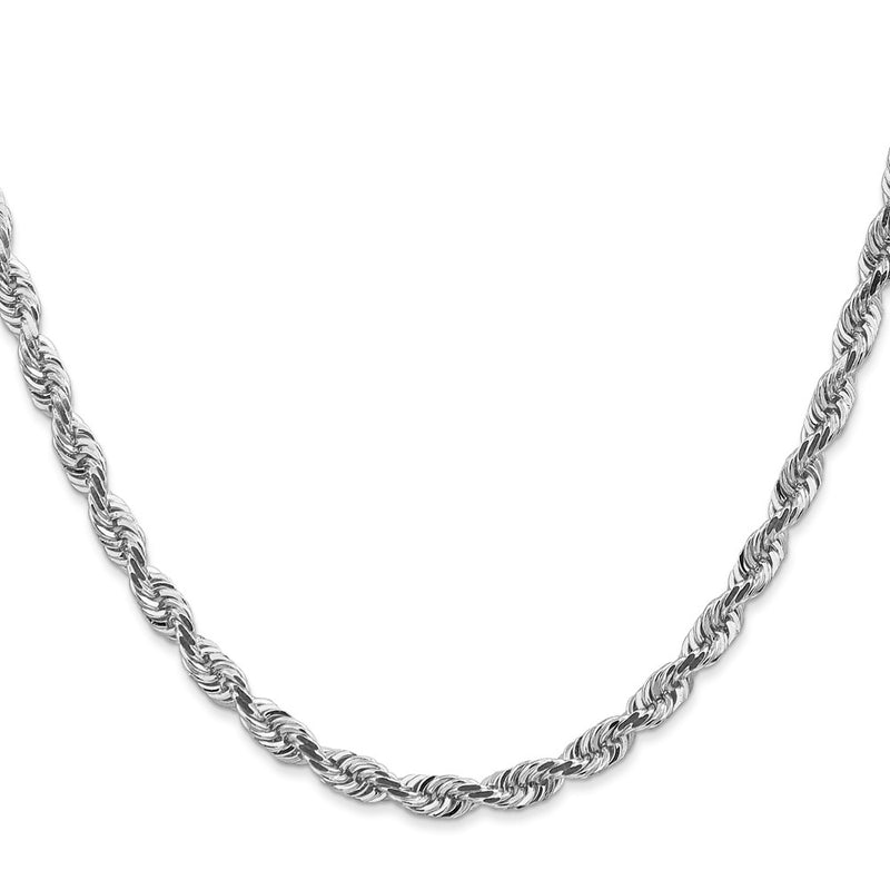 14K White Gold 24 Inch 4.5mm Diamond Cut Quadruple Rope Lobster Clasp Chain Necklace