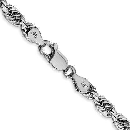14K White Gold 4.5mm Diamond Cut Quadruple Rope Lobster Clasp Chain Necklace