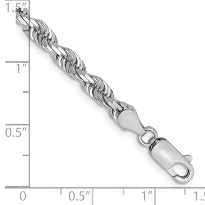 14K White Gold 4.5mm Diamond Cut Quadruple Rope Lobster Clasp Chain Bracelet
