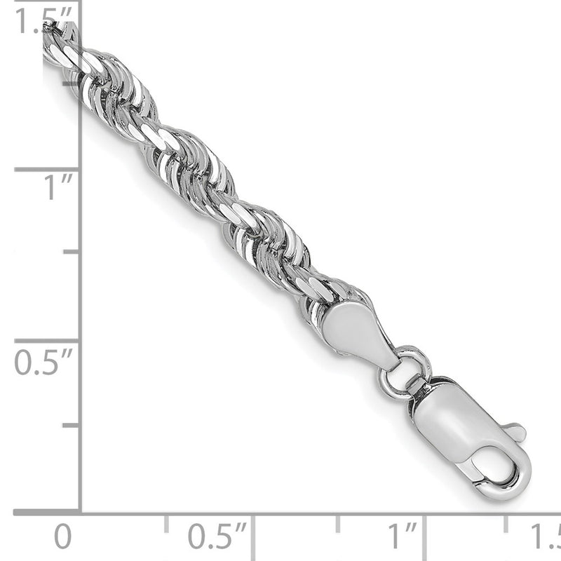 14K White Gold 4.5mm Diamond Cut Quadruple Rope Lobster Clasp Chain Bracelet