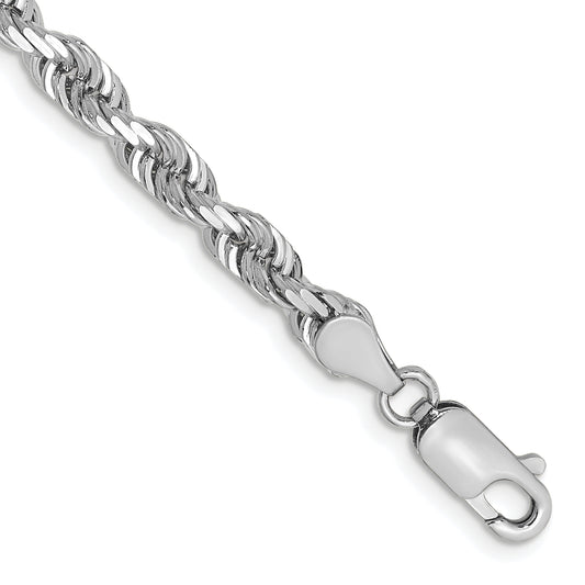 14K White Gold 7 Inch 4.5mm Diamond Cut Quadruple Rope Lobster Clasp Chain