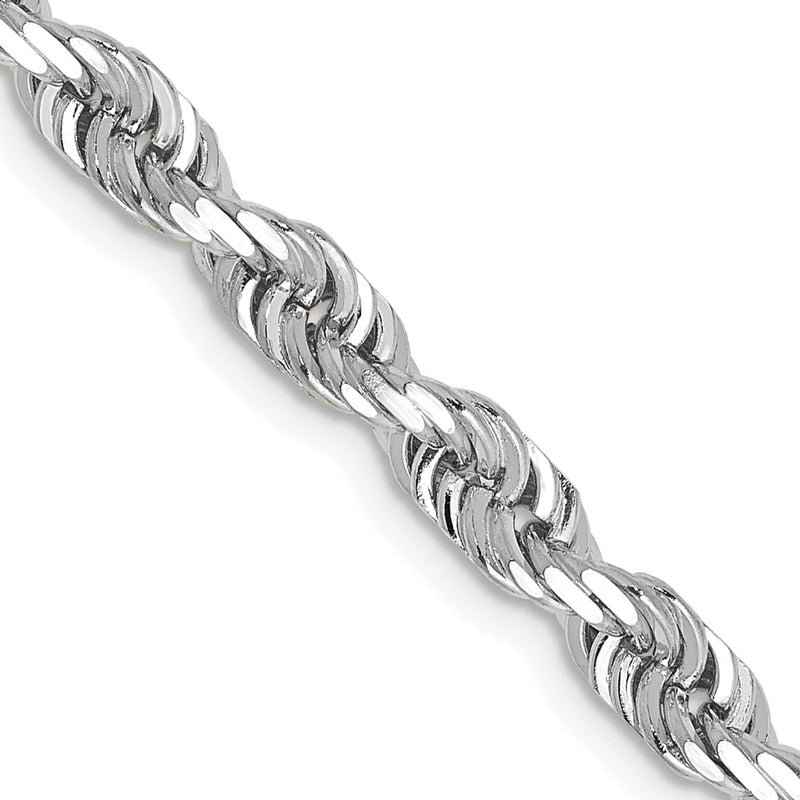 14K White Gold 24 Inch 4.5mm Diamond Cut Quadruple Rope Lobster Clasp Chain Necklace