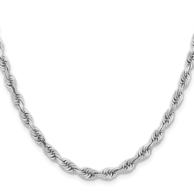 14K White Gold 20 Inch 5mm Diamond Cut Quadruple Rope Lobster Clasp Chain Necklace