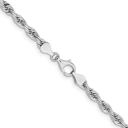 14K White Gold 24 Inch 5mm Diamond Cut Quadruple Rope Lobster Clasp Chain Necklace