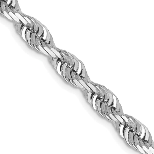 14K White Gold 20 Inch 5mm Diamond Cut Quadruple Rope Lobster Clasp Chain